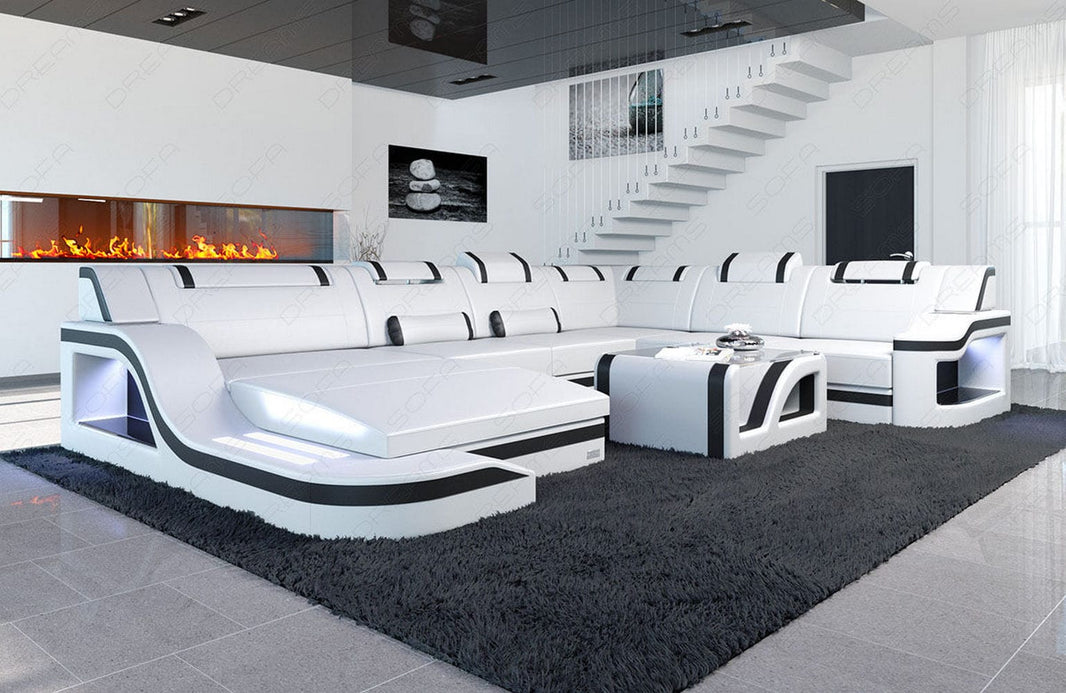Mini XL Wohnlandschaft Palermo U-Form in Leder