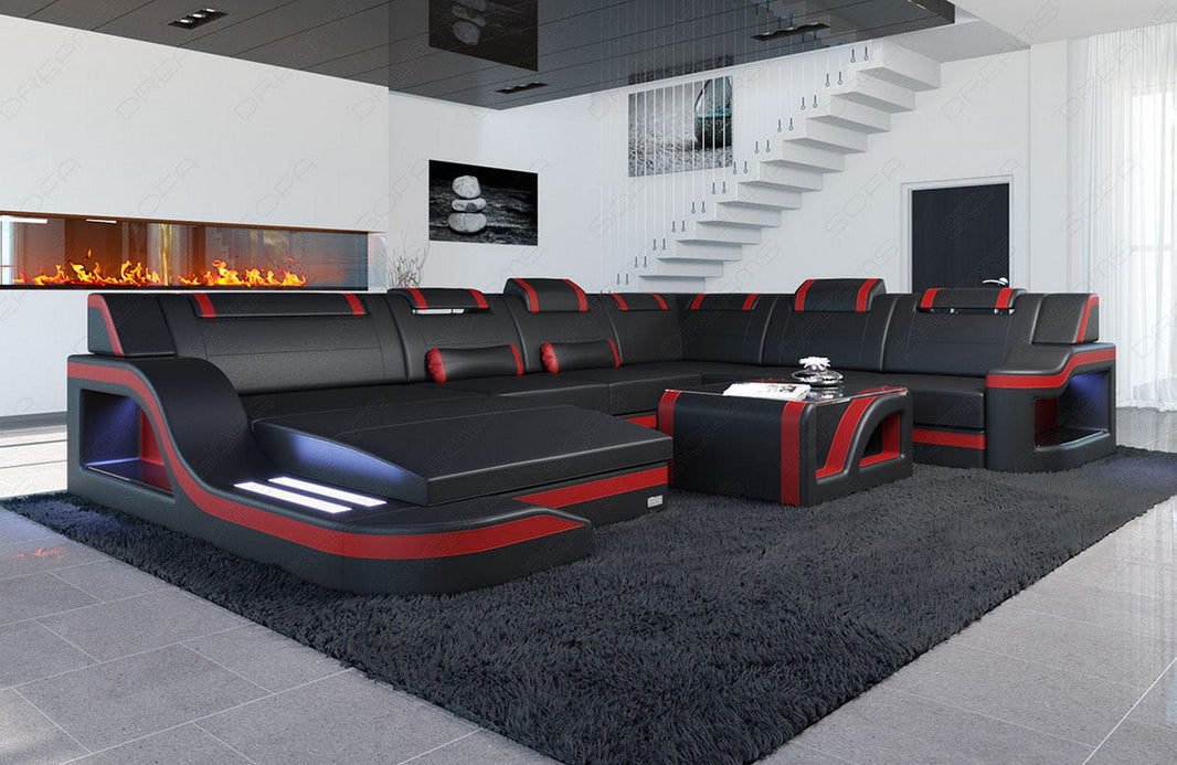 XXL Wohnlandschaft Palermo U-Form aus Leder