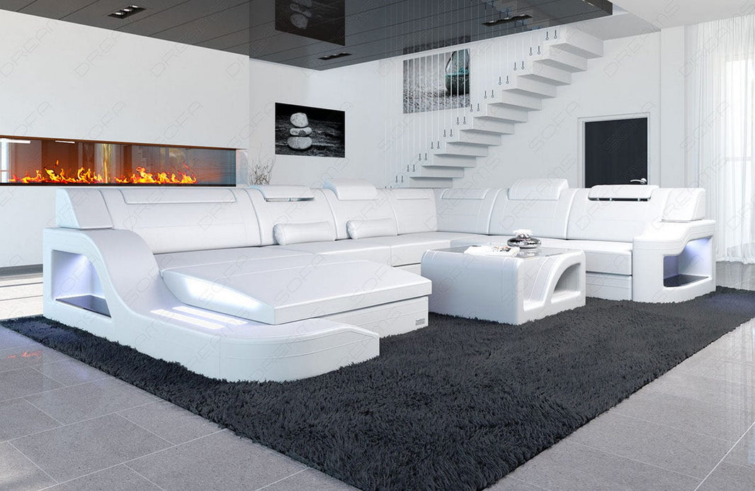 XXL Wohnlandschaft Palermo U-Form aus Leder