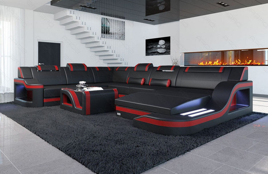 XXL Wohnlandschaft Palermo U-Form aus Leder