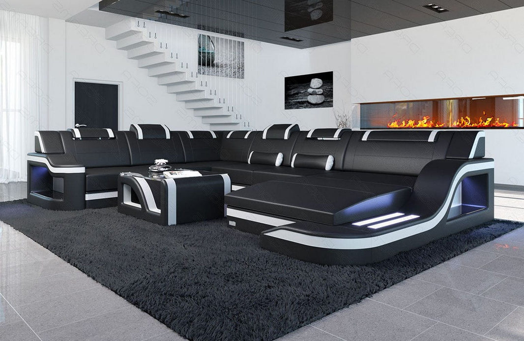 XXL Wohnlandschaft Palermo U-Form aus Leder