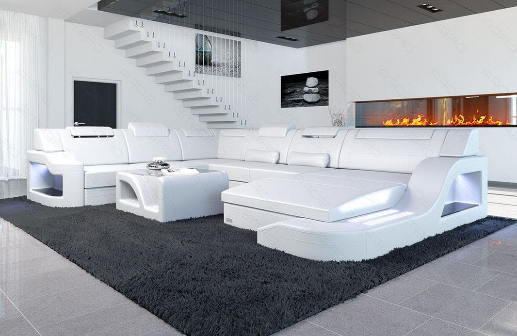 XXL Wohnlandschaft Palermo U-Form aus Leder