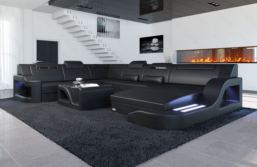 XXL Wohnlandschaft Palermo U-Form aus Leder