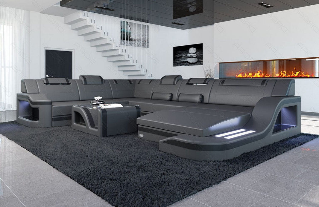 XXL Wohnlandschaft Palermo U-Form aus Leder