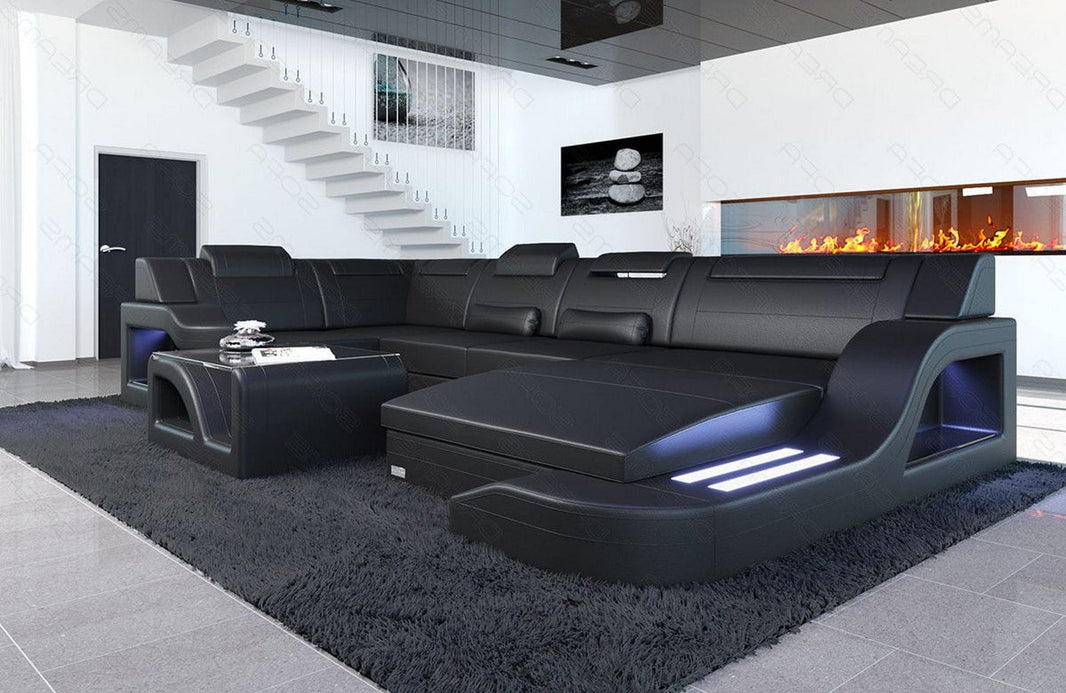 Mini Wohnlandschaft Palermo U-Form aus Leder