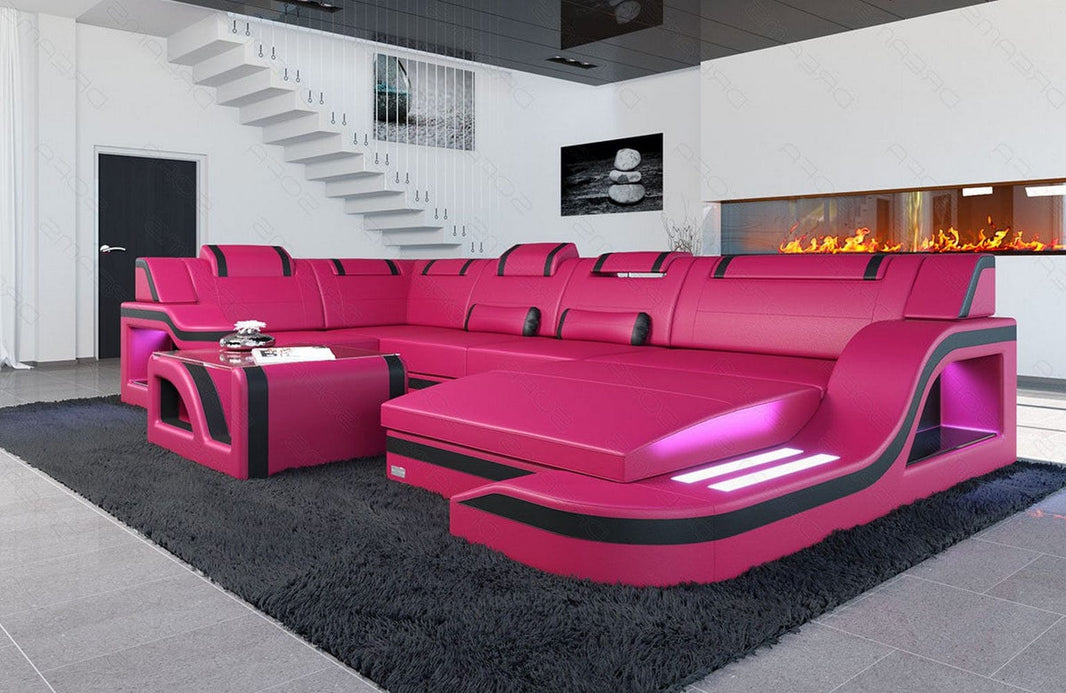 Mini Wohnlandschaft Palermo U-Form aus Leder