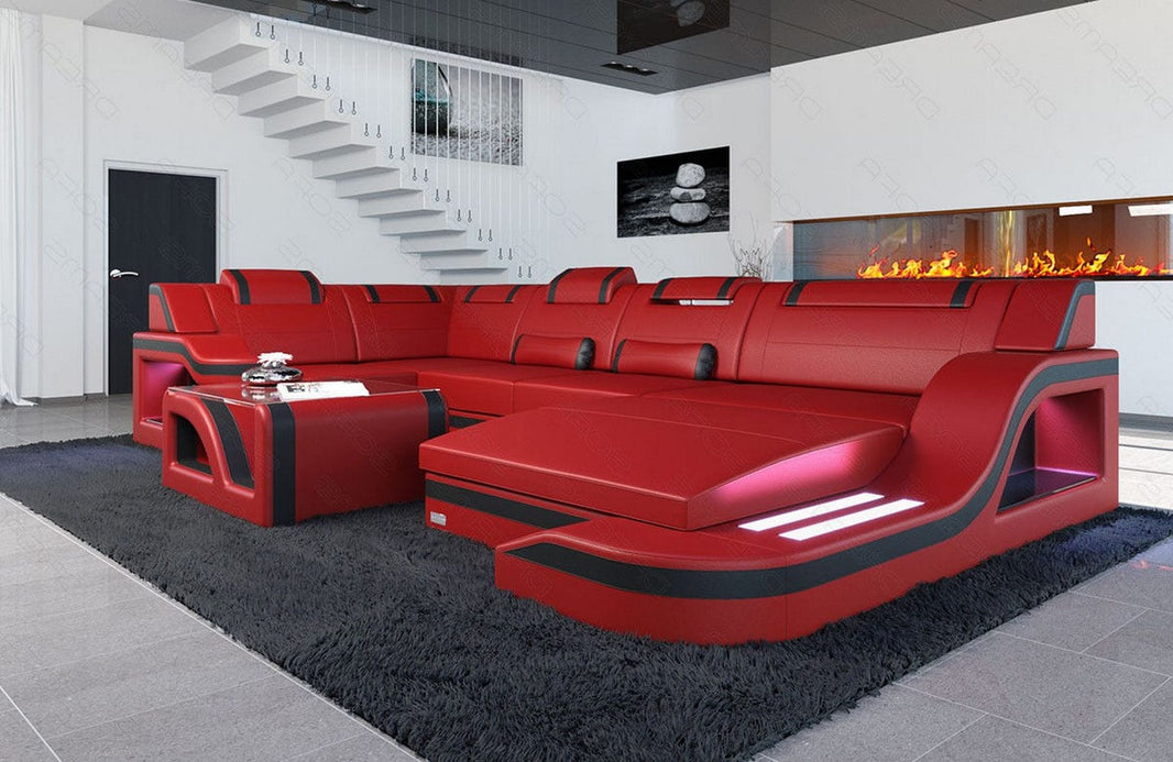 Mini Wohnlandschaft Palermo U-Form aus Leder