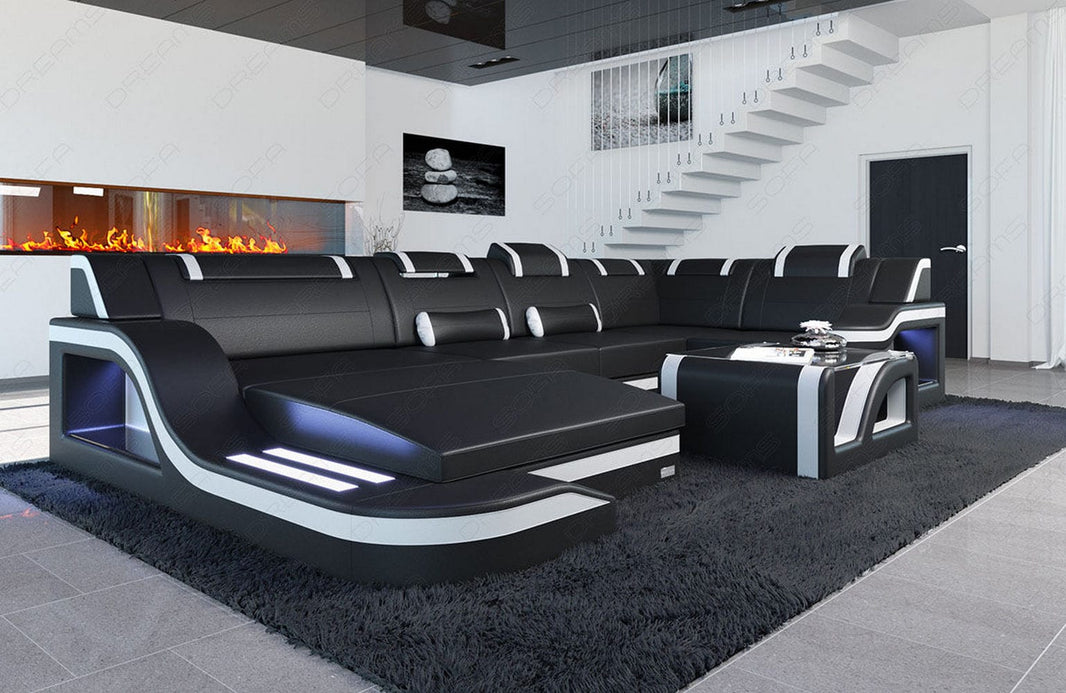 Wohnlandschaft Palermo U-Form in Leder