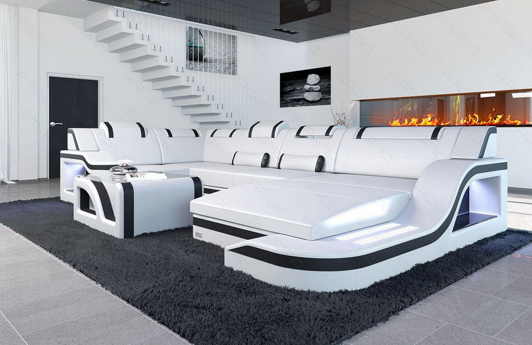 Wohnlandschaft Palermo U-Form in Leder