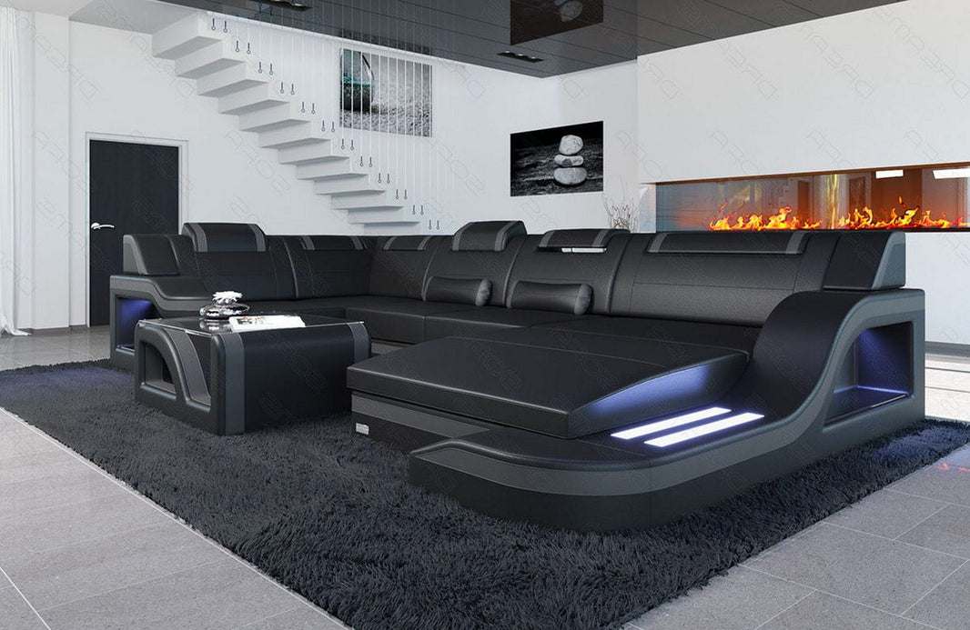 Wohnlandschaft Palermo U-Form in Leder