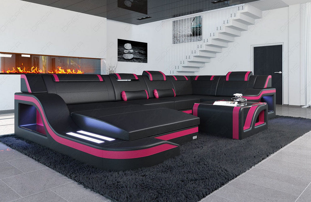 Wohnlandschaft Palermo U-Form in Leder