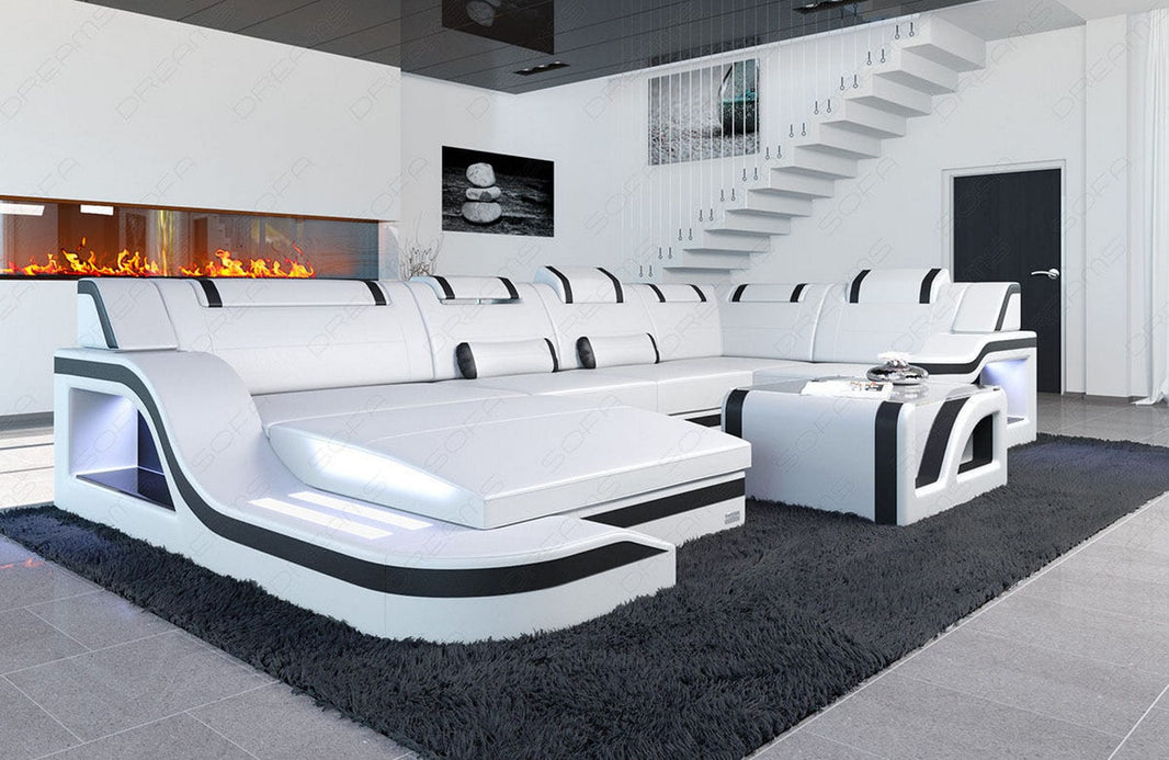 Wohnlandschaft Palermo U-Form in Leder