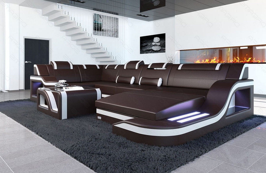 Wohnlandschaft Palermo U-Form in Leder