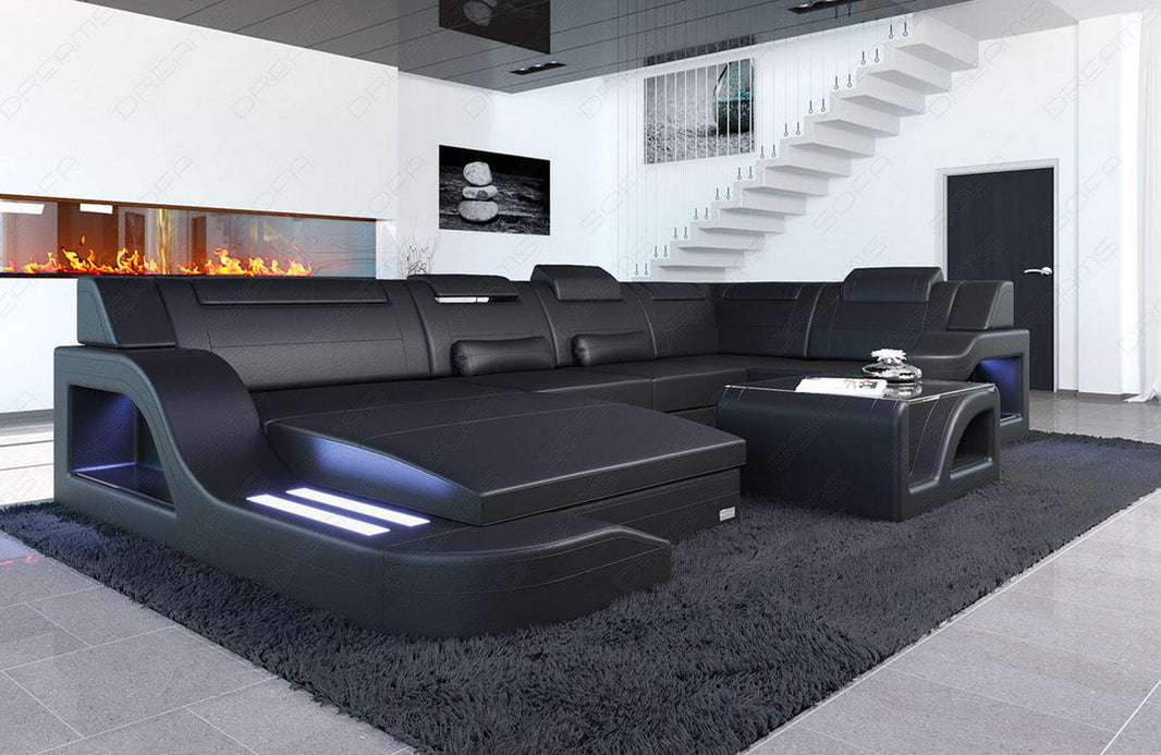 Wohnlandschaft Palermo U-Form in Leder