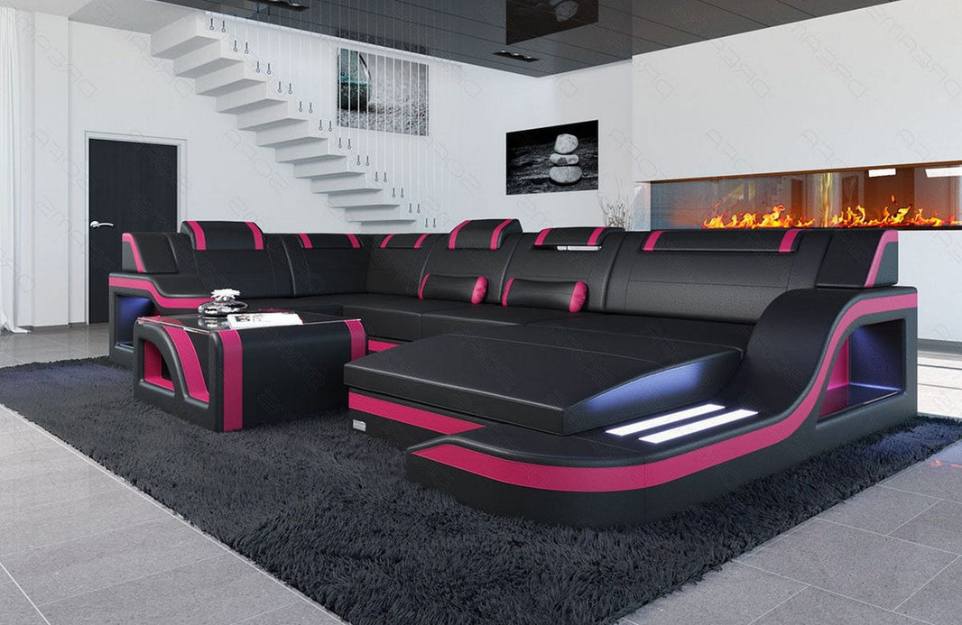 Wohnlandschaft Palermo U-Form in Leder