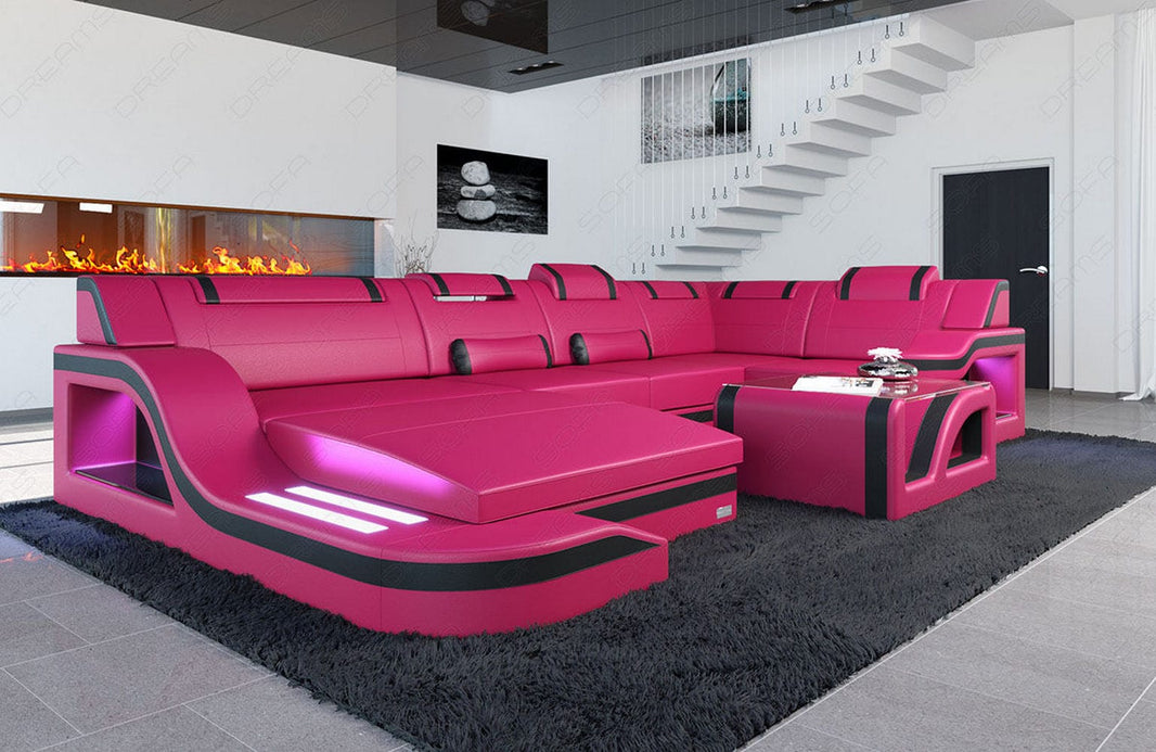 Wohnlandschaft Palermo U-Form in Leder