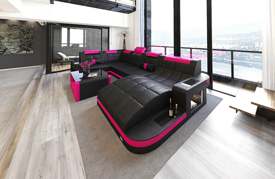 Mini Sofa Relax Wave U-Form in Leder