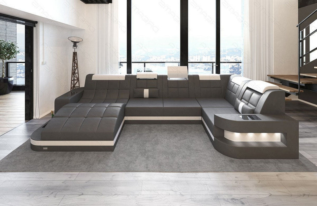 Mini Sofa Relax Wave U-Form in Leder