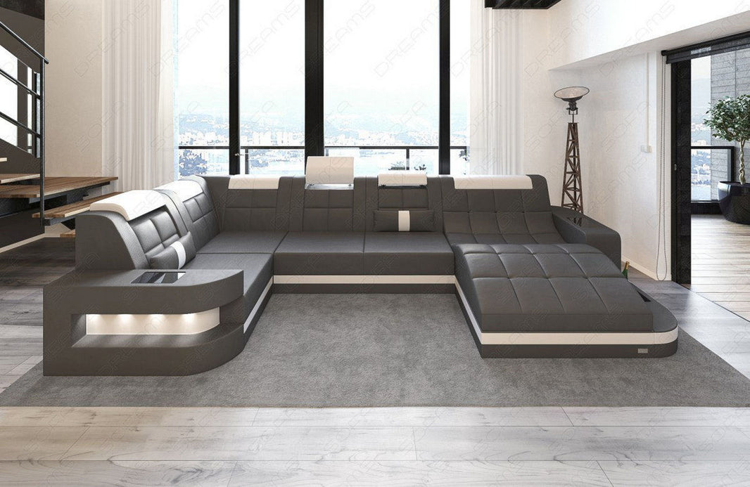Mini Sofa Relax Wave U-Form in Leder