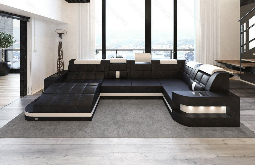 Mini Sofa Relax Wave U-Form in Leder