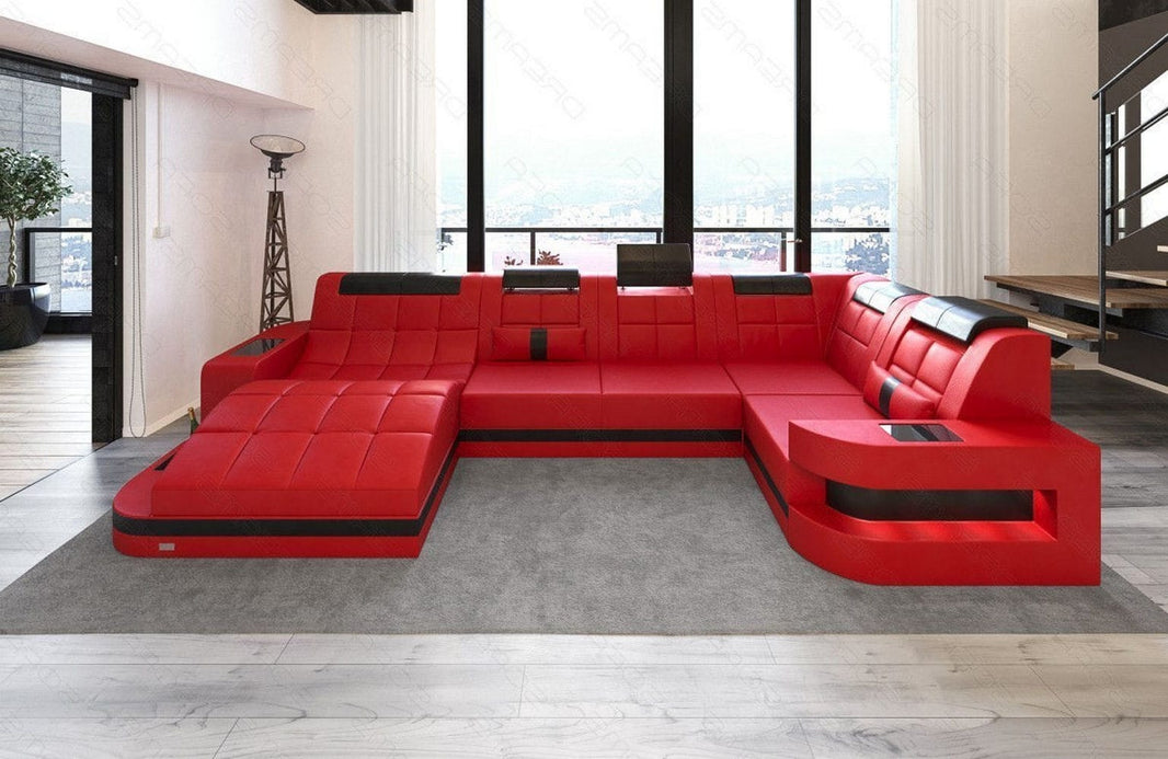 Mini Sofa Relax Wave U-Form in Leder