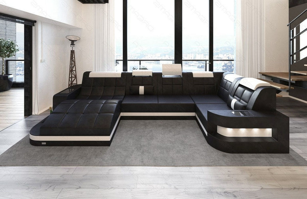 Mini Sofa Relax Wave U-Form in Leder