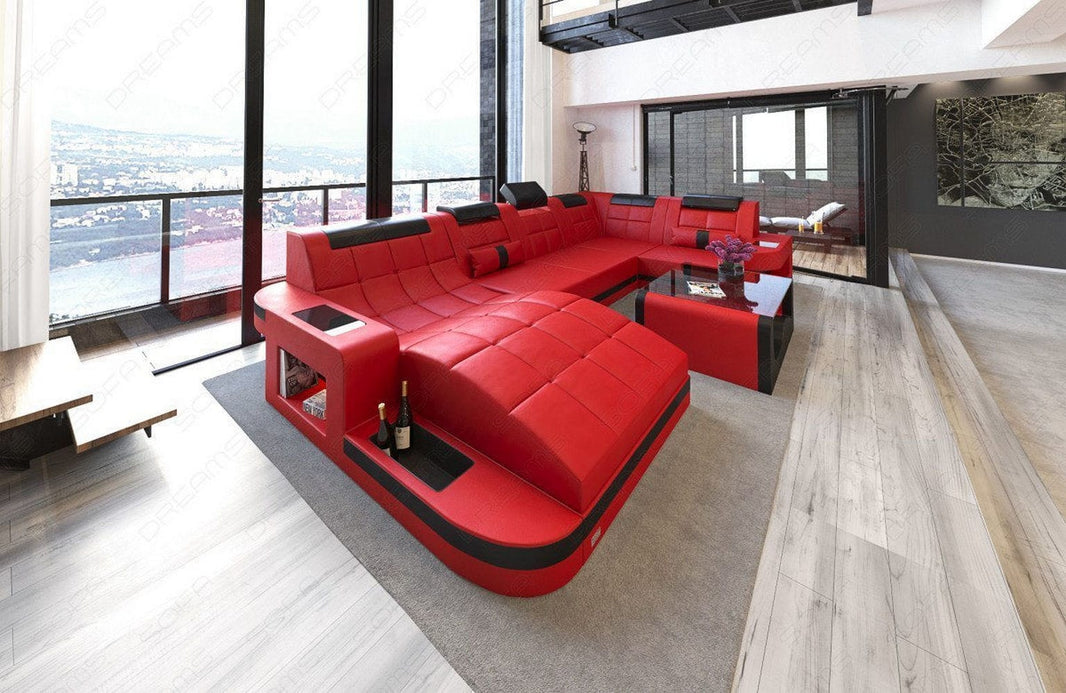 Designsofa Relax Wave U-Form aus Leder