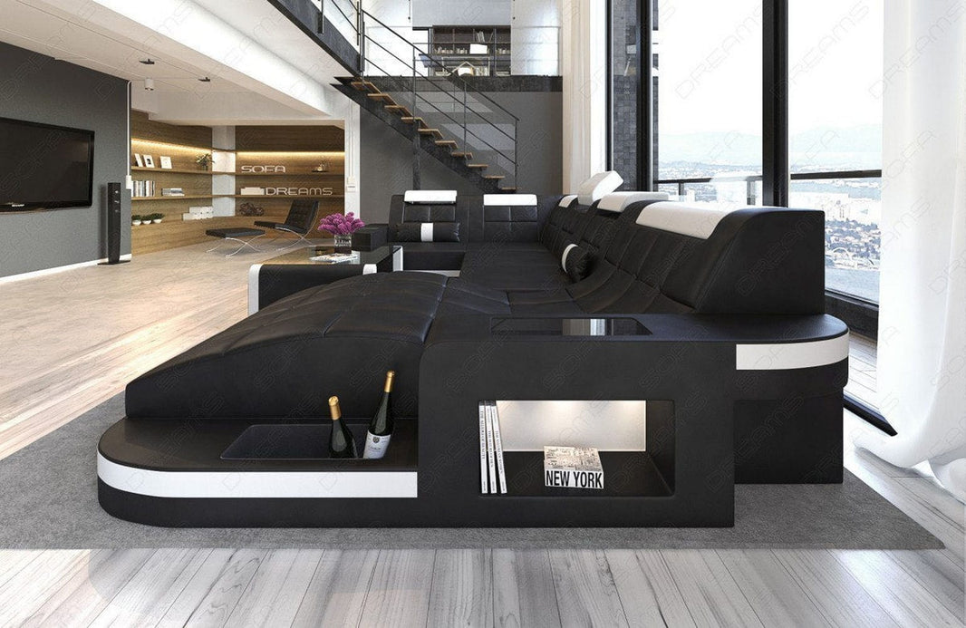Designsofa Relax Wave U-Form aus Leder