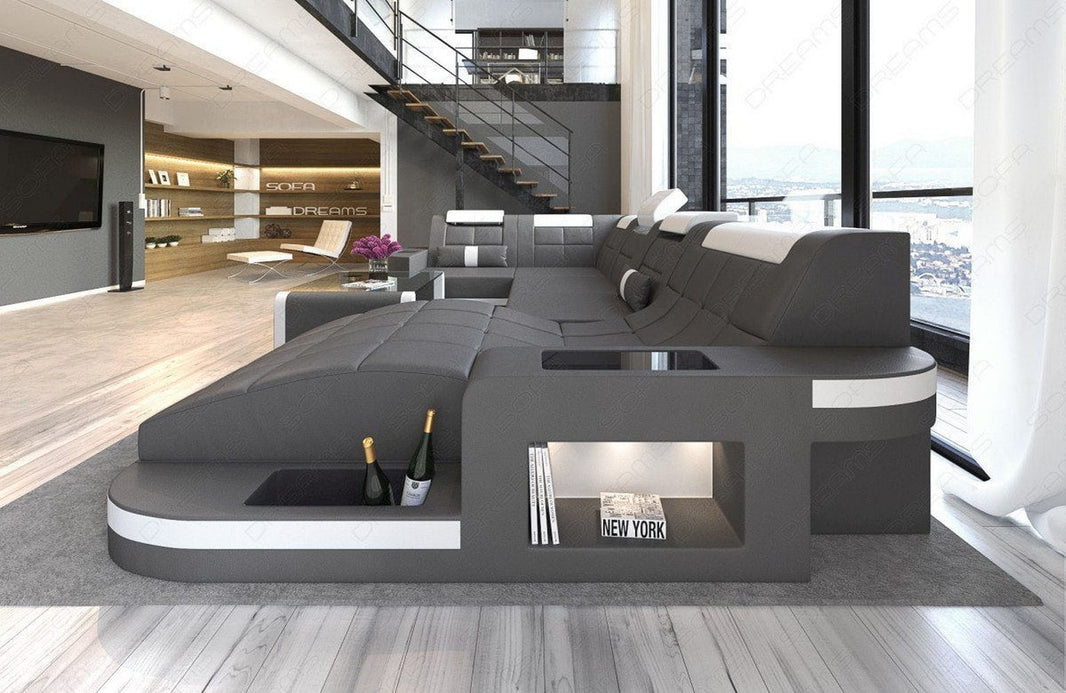 Designsofa Relax Wave U-Form aus Leder