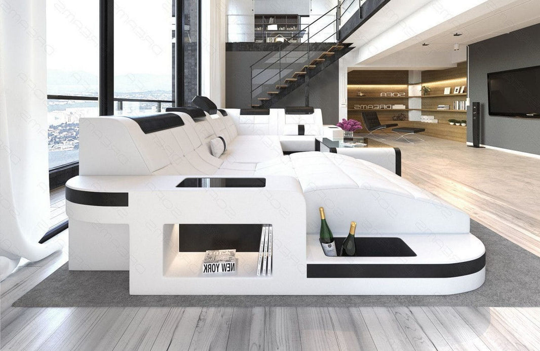 Designsofa Relax Wave U-Form aus Leder
