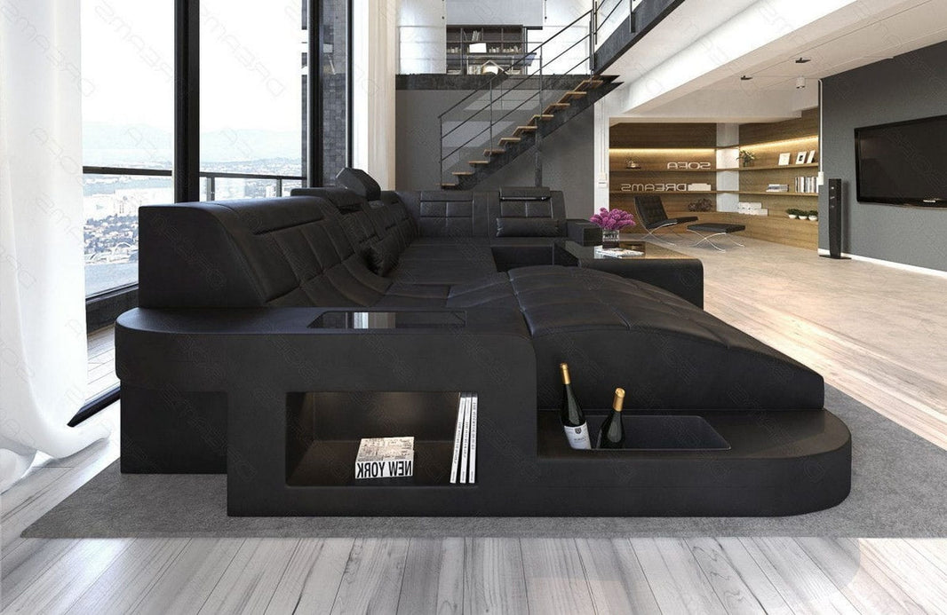 Designsofa Relax Wave U-Form aus Leder