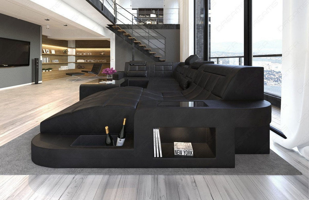 Designsofa Relax Wave U-Form aus Leder