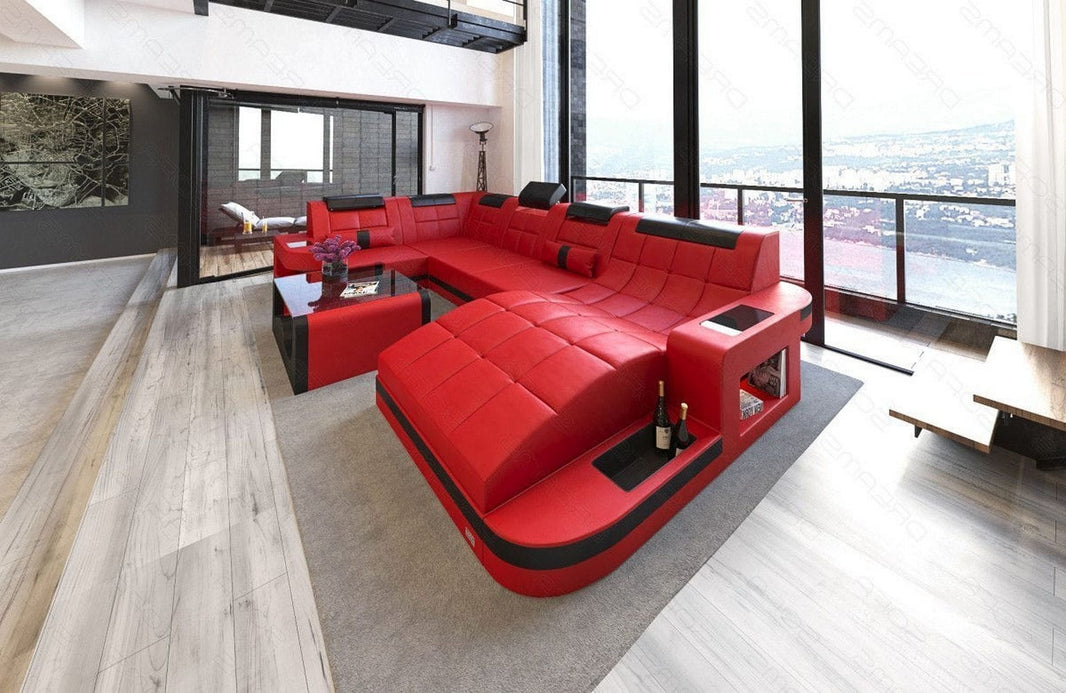 Designsofa Relax Wave U-Form aus Leder