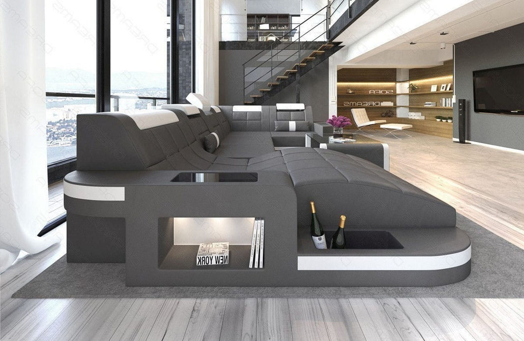 Designsofa Relax Wave U-Form aus Leder