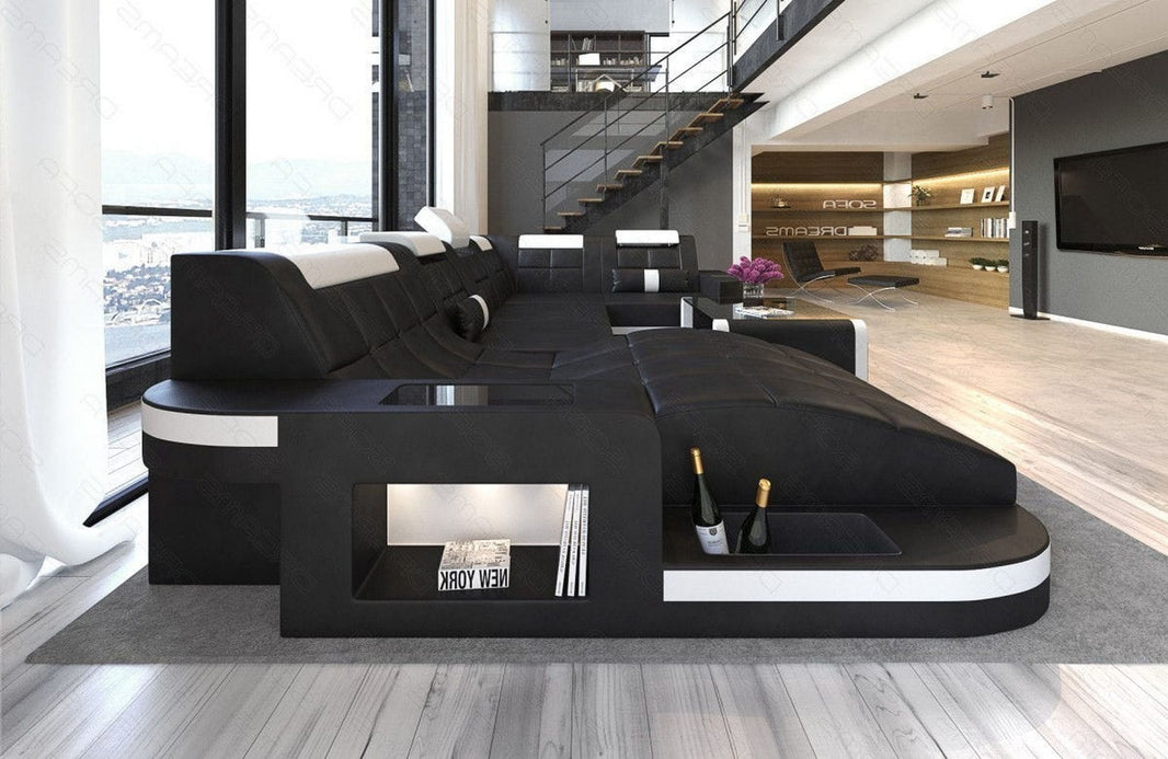 Designsofa Relax Wave U-Form aus Leder