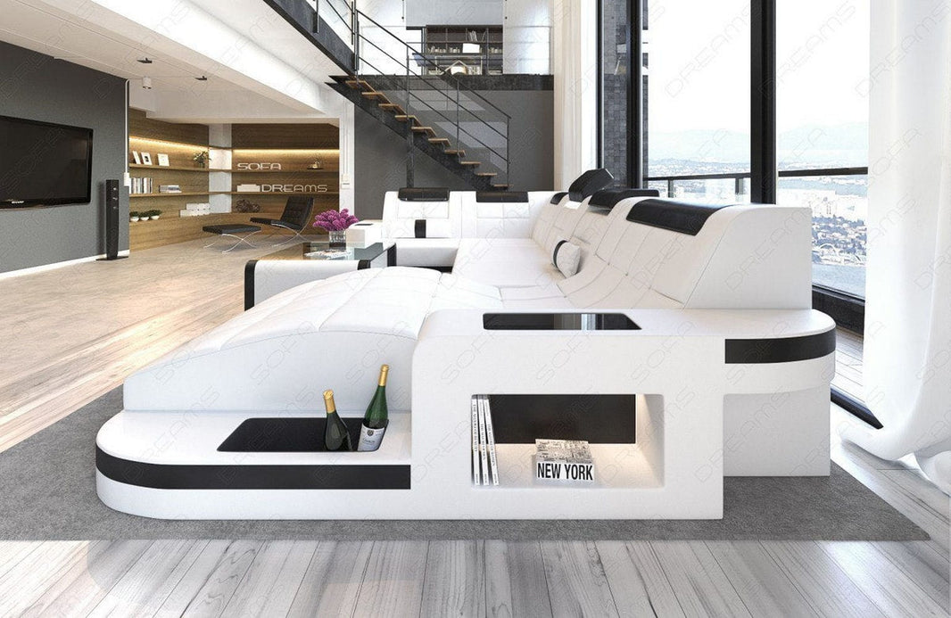 Designsofa Relax Wave U-Form aus Leder