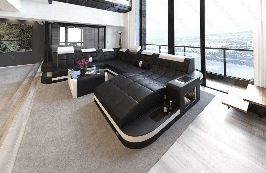 Wohnlandschaft Wave XXL U-Form in Leder