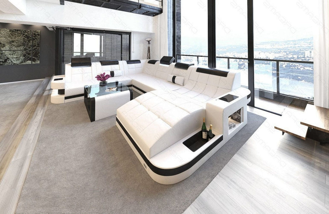 Wohnlandschaft Wave XXL U-Form in Leder