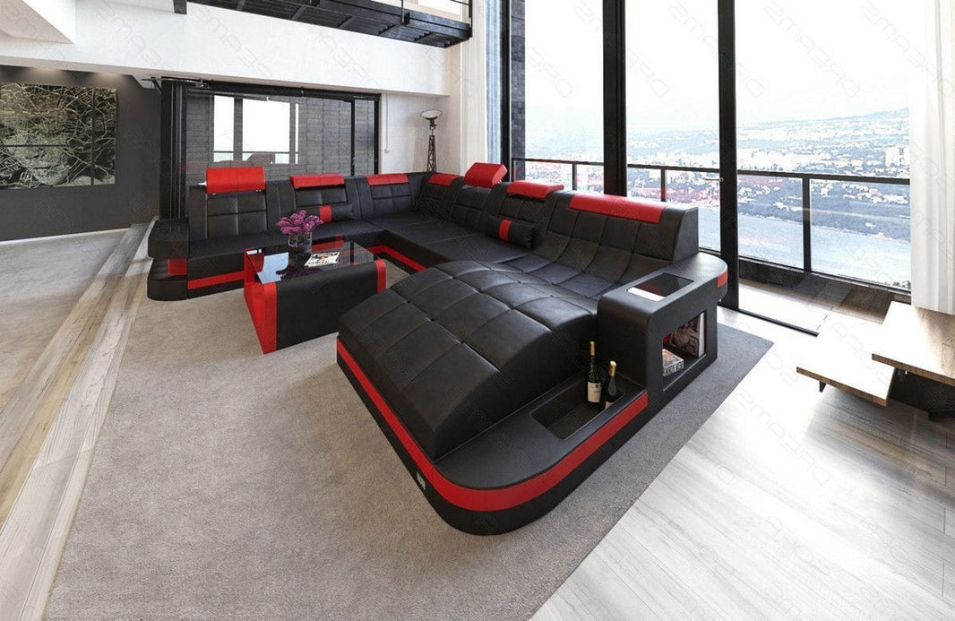 Wohnlandschaft Wave XXL U-Form in Leder