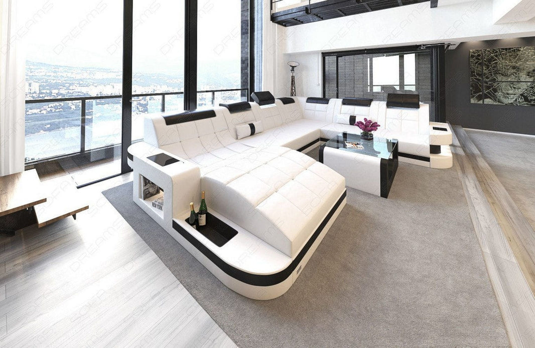 Wohnlandschaft Wave XXL U-Form in Leder