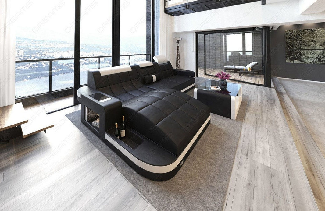 Mini Ecksofa Wave L-Form aus Leder