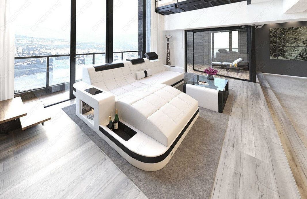 Mini Ecksofa Wave L-Form aus Leder