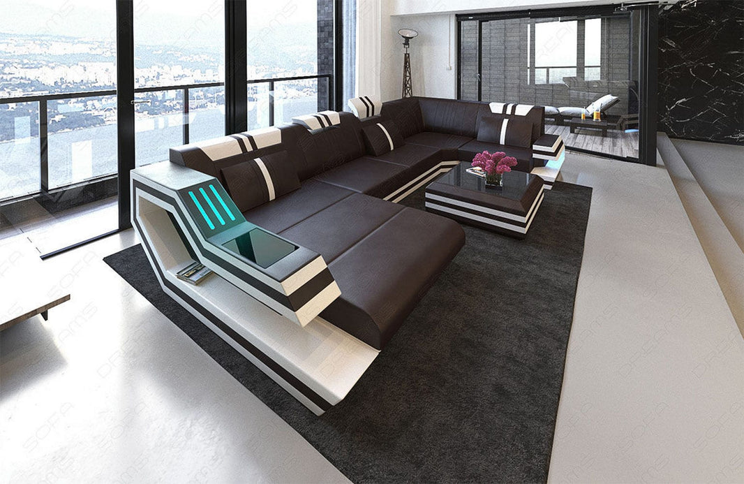 Wohnlandschaft Ravenna U-Form in Leder