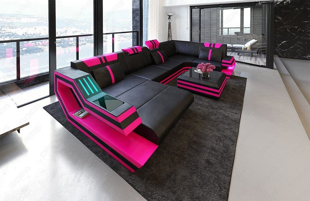 Wohnlandschaft Ravenna U-Form in Leder