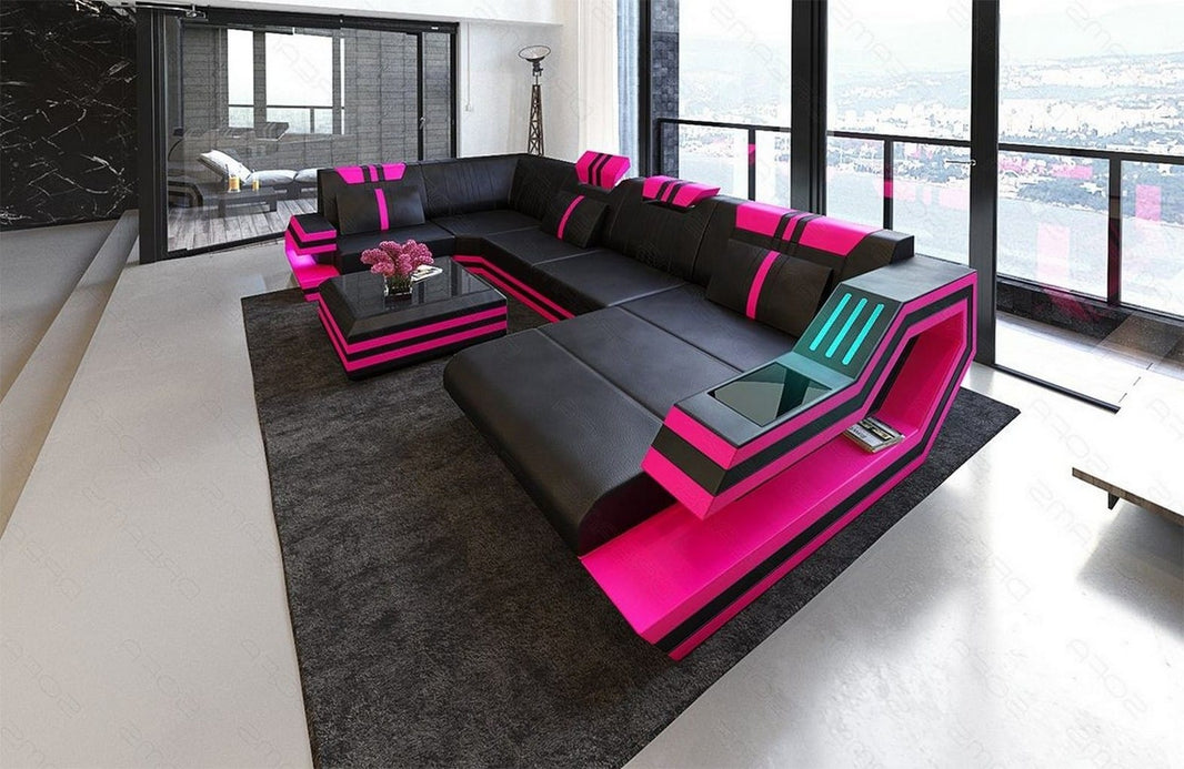 Wohnlandschaft Ravenna U-Form in Leder