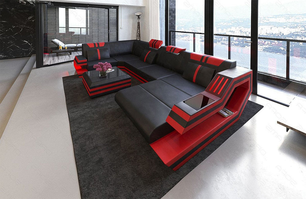 Wohnlandschaft Ravenna U-Form in Leder