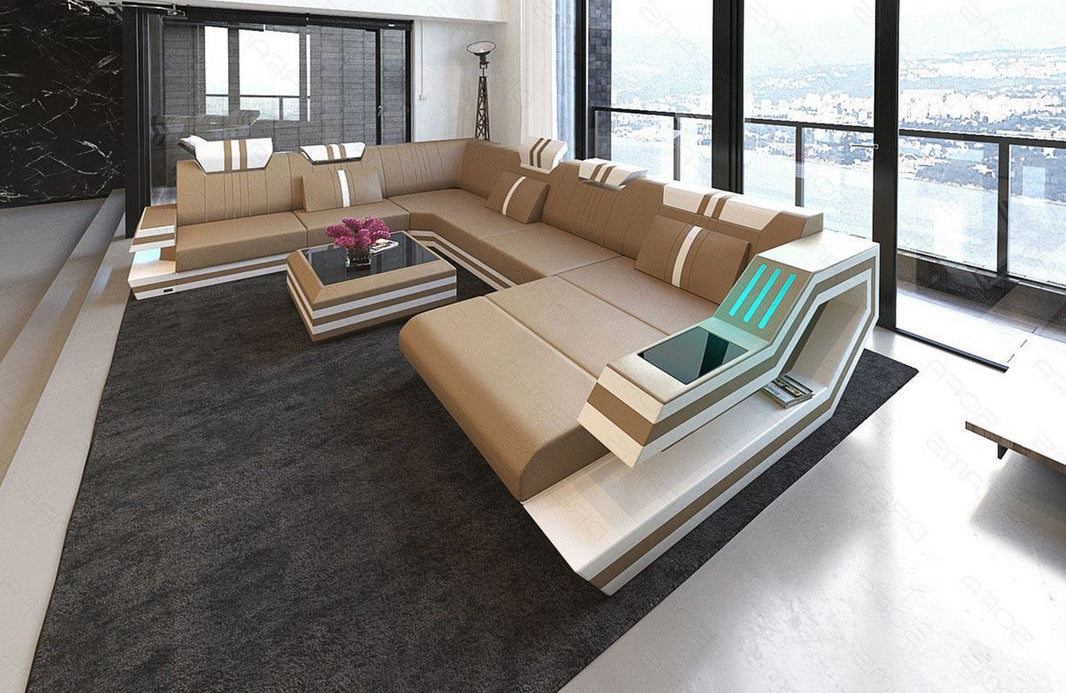 XXL Wohnlandschaft Ravenna U-Form aus Leder
