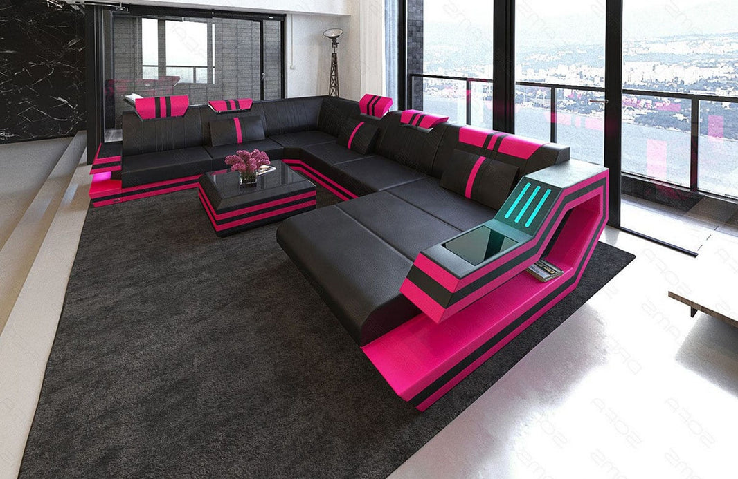 XXL Wohnlandschaft Ravenna U-Form aus Leder