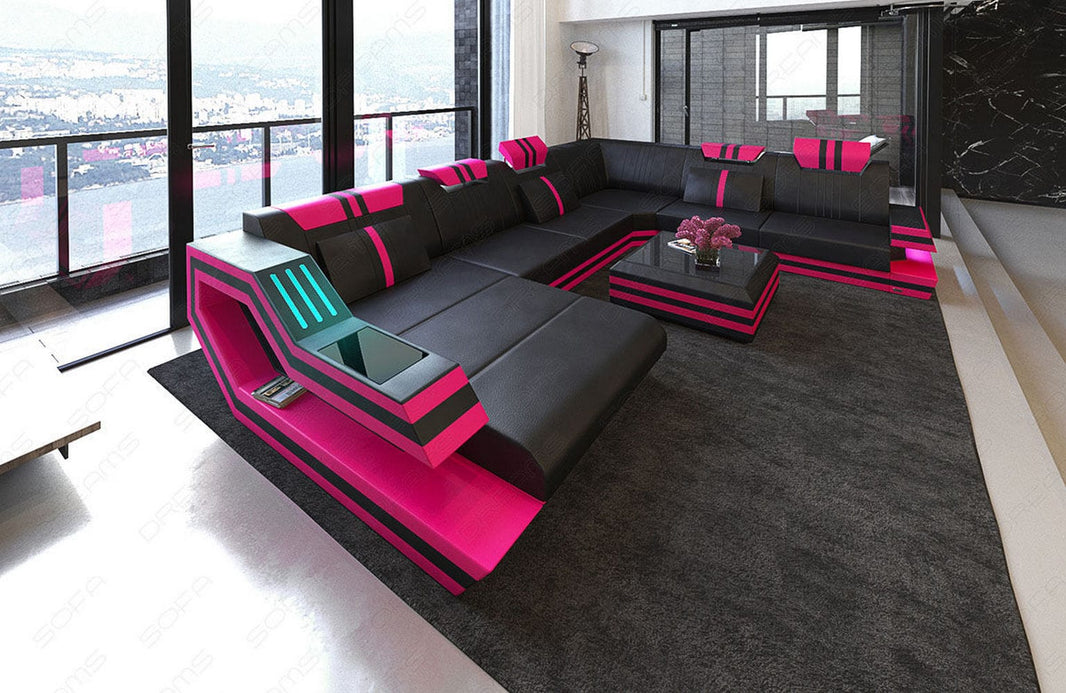 XXL Wohnlandschaft Ravenna U-Form aus Leder
