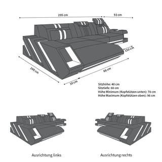 Ecksofa Apollonia L-Form aus Leder dunkelbraun-weiß